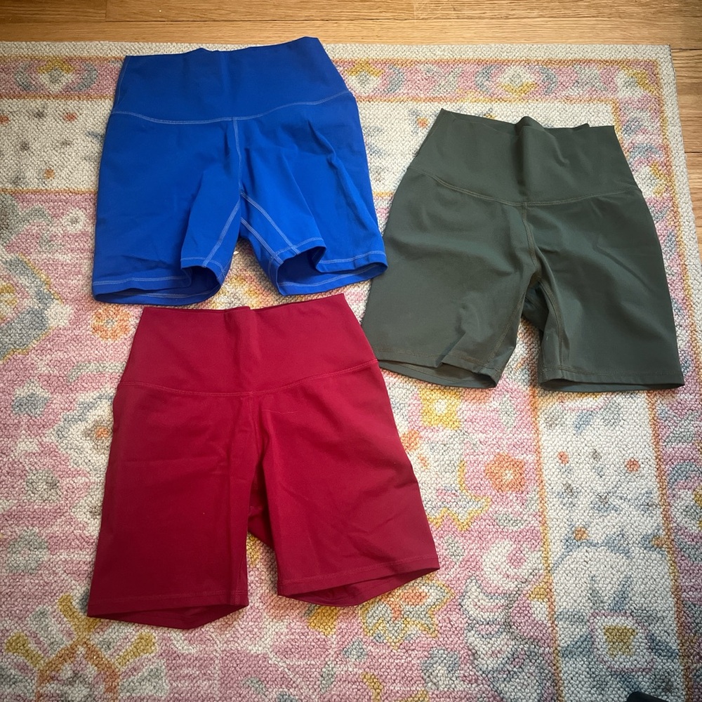 Set of Three Biker Shorts - Blue, Green, Red